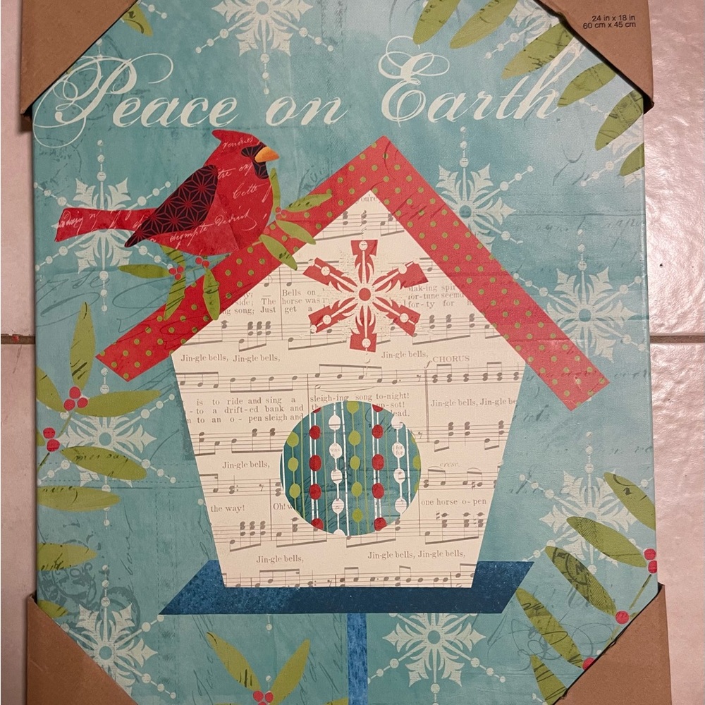 Pier 1 Cardinal and Birdhouse Wall Art